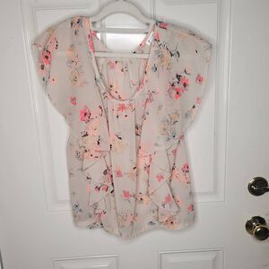 Marisol floral chiffon ruffle blouse women's size S